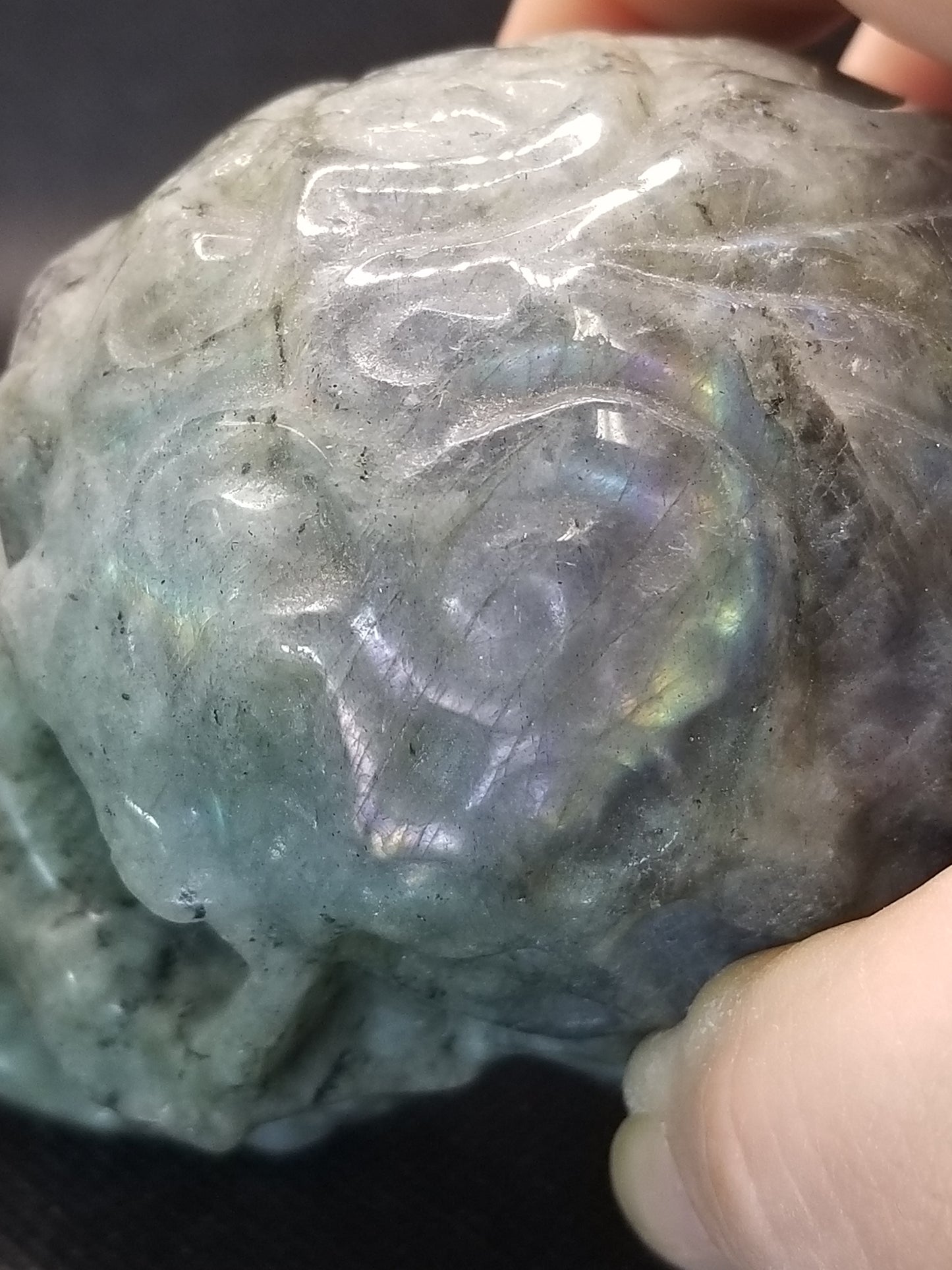 Labradorite Skull with Design (B)