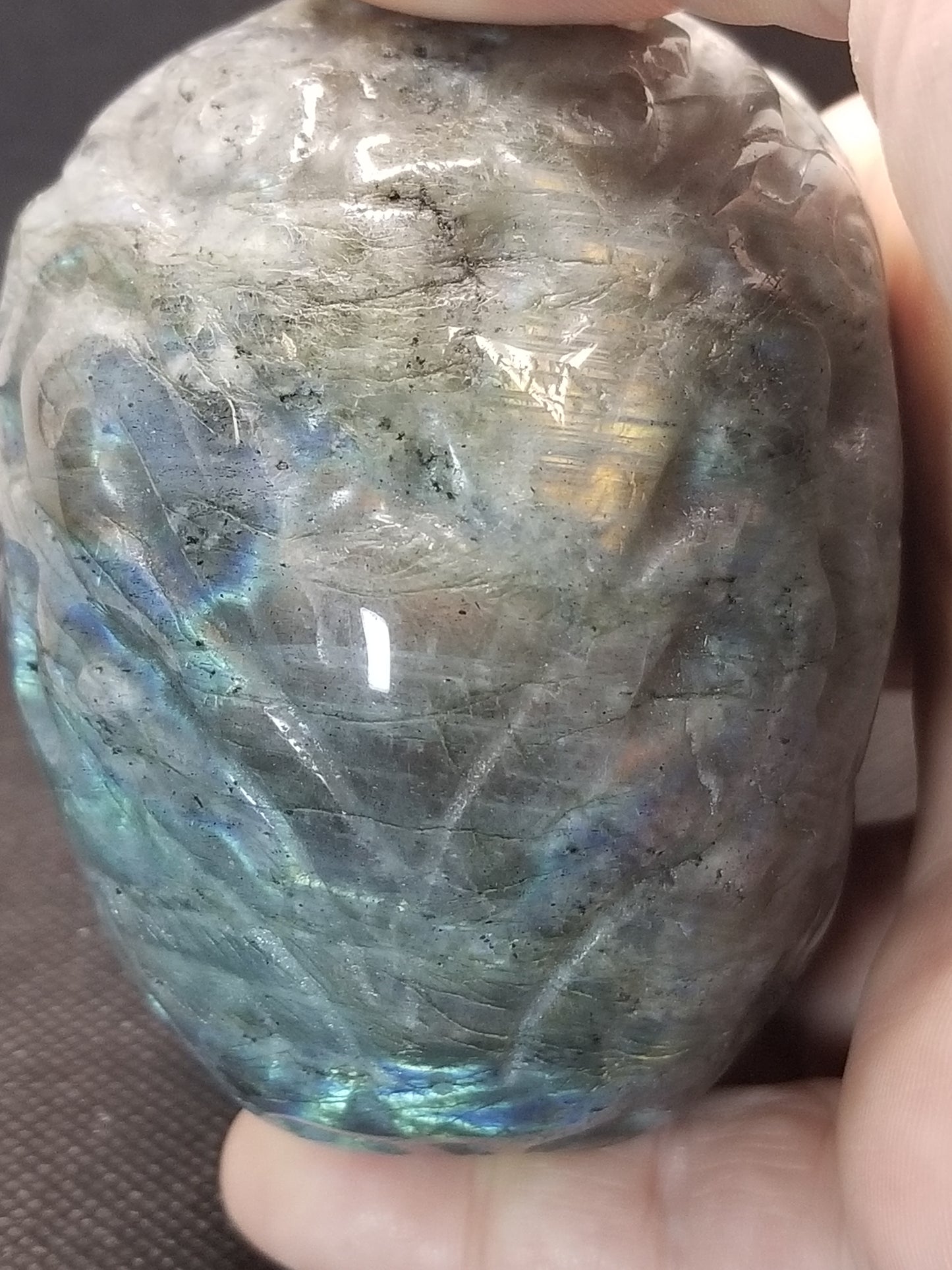 Labradorite Skull with Design (C)