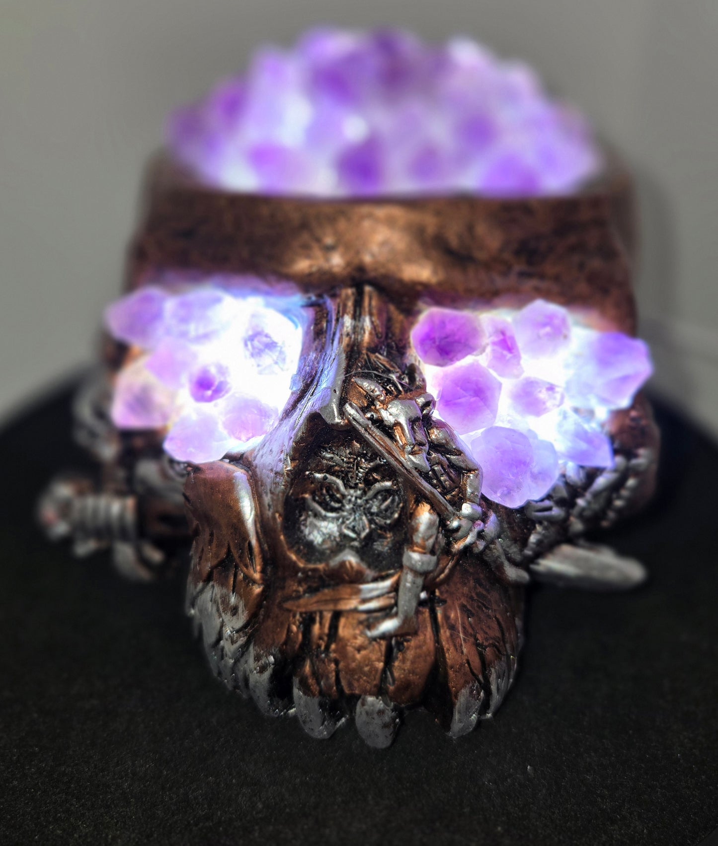 Amethyst Cluster Skull Light