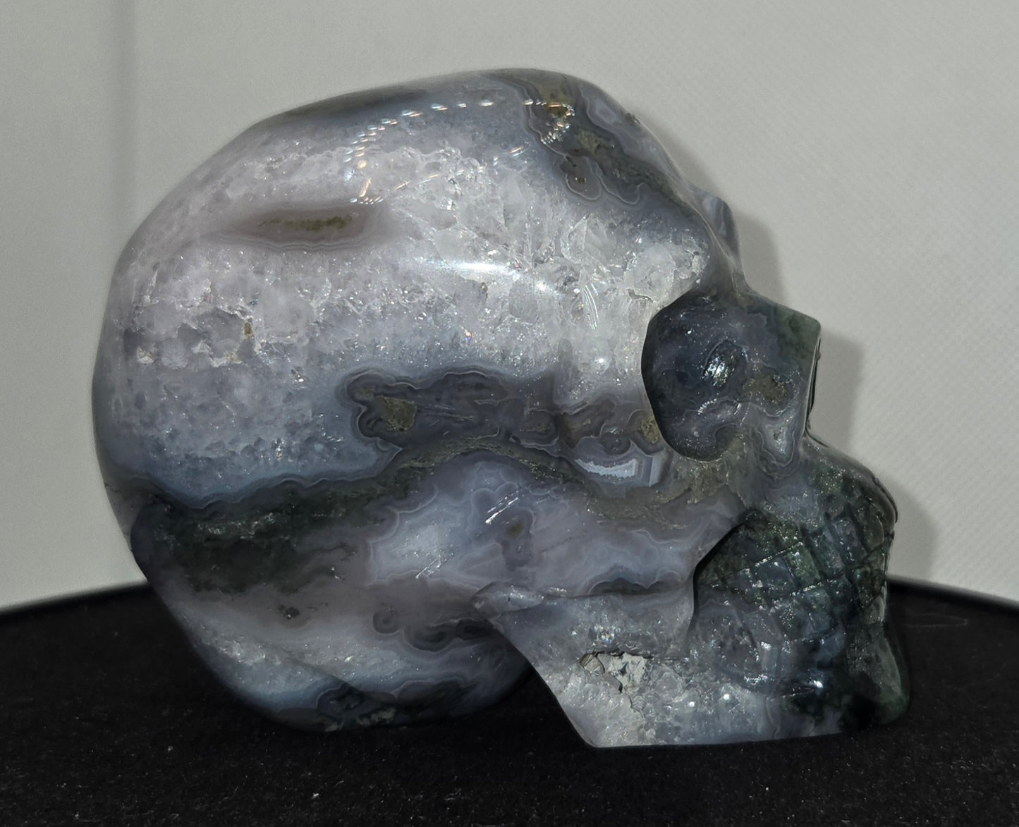 Moss Agate Skull J