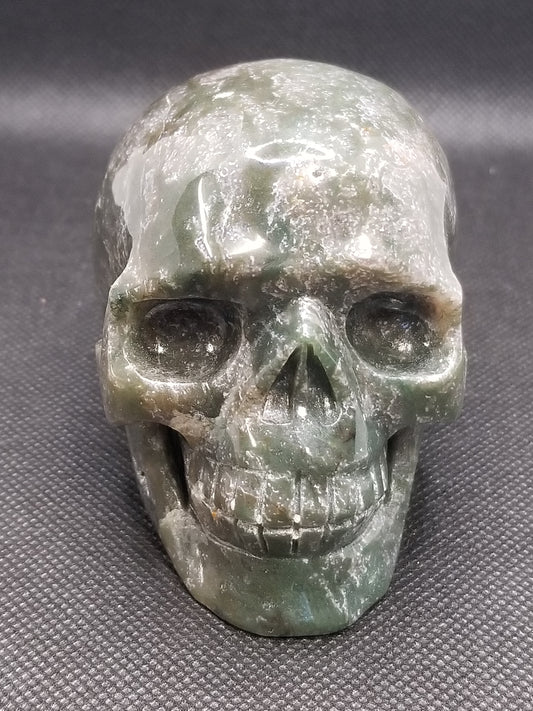 Moss Agate Skull (A)