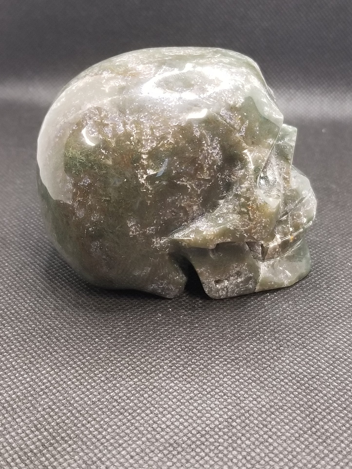 Moss Agate Skull (A)