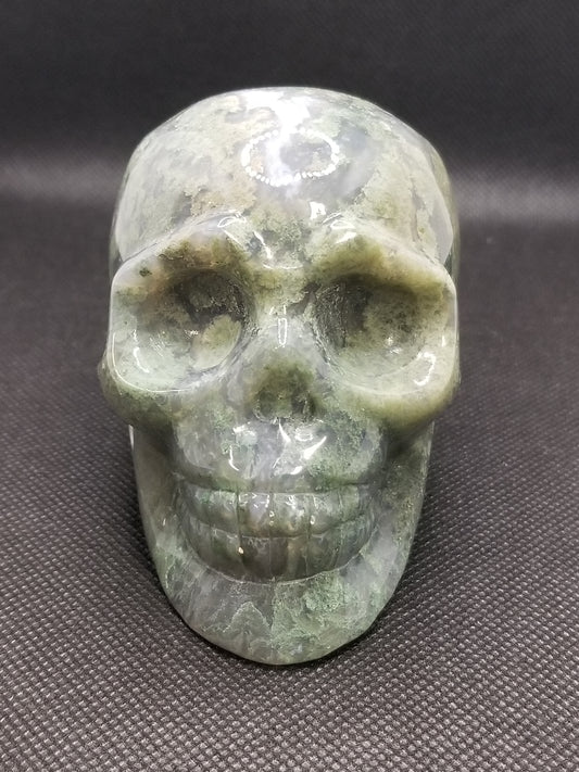 Moss Agate Skull (B)