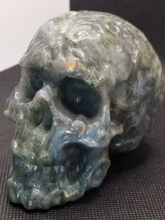 Labradorite Skull with Design (A)