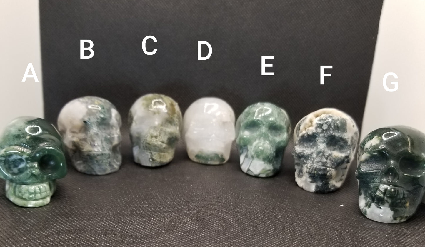 Moss Agate Skulls Small