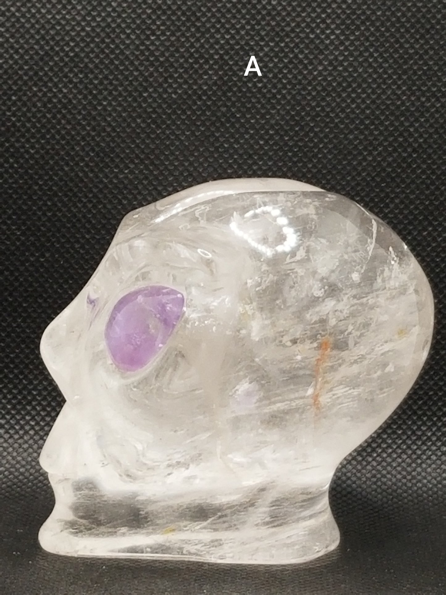 Clear Quartz Large Alien Head with Amethyst Eyes