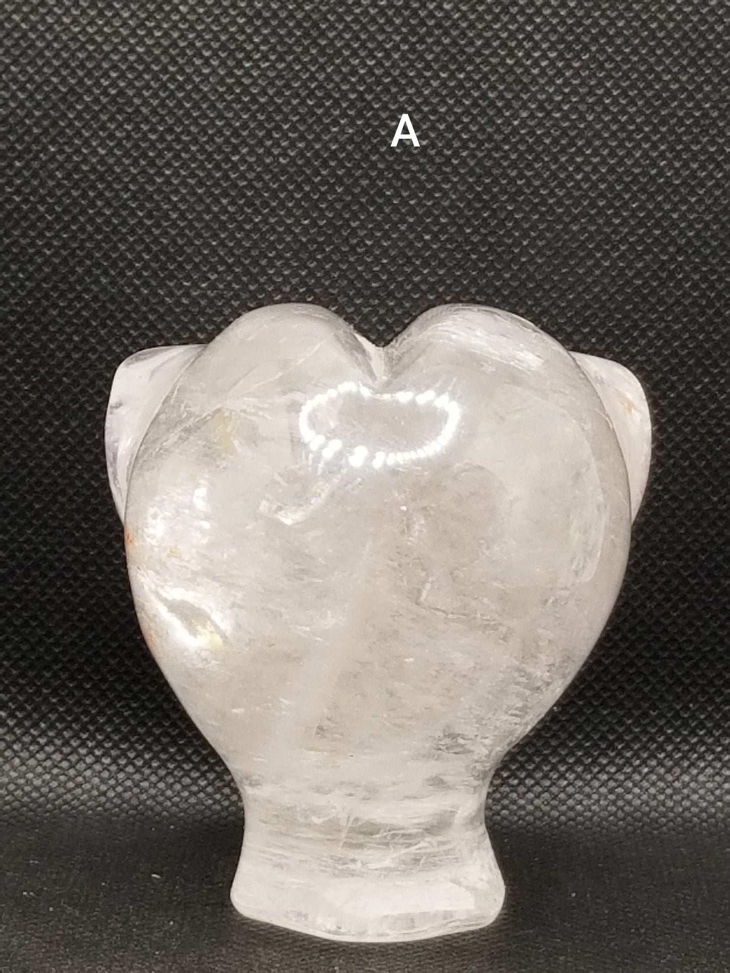 Clear Quartz Large Alien Head with Amethyst Eyes