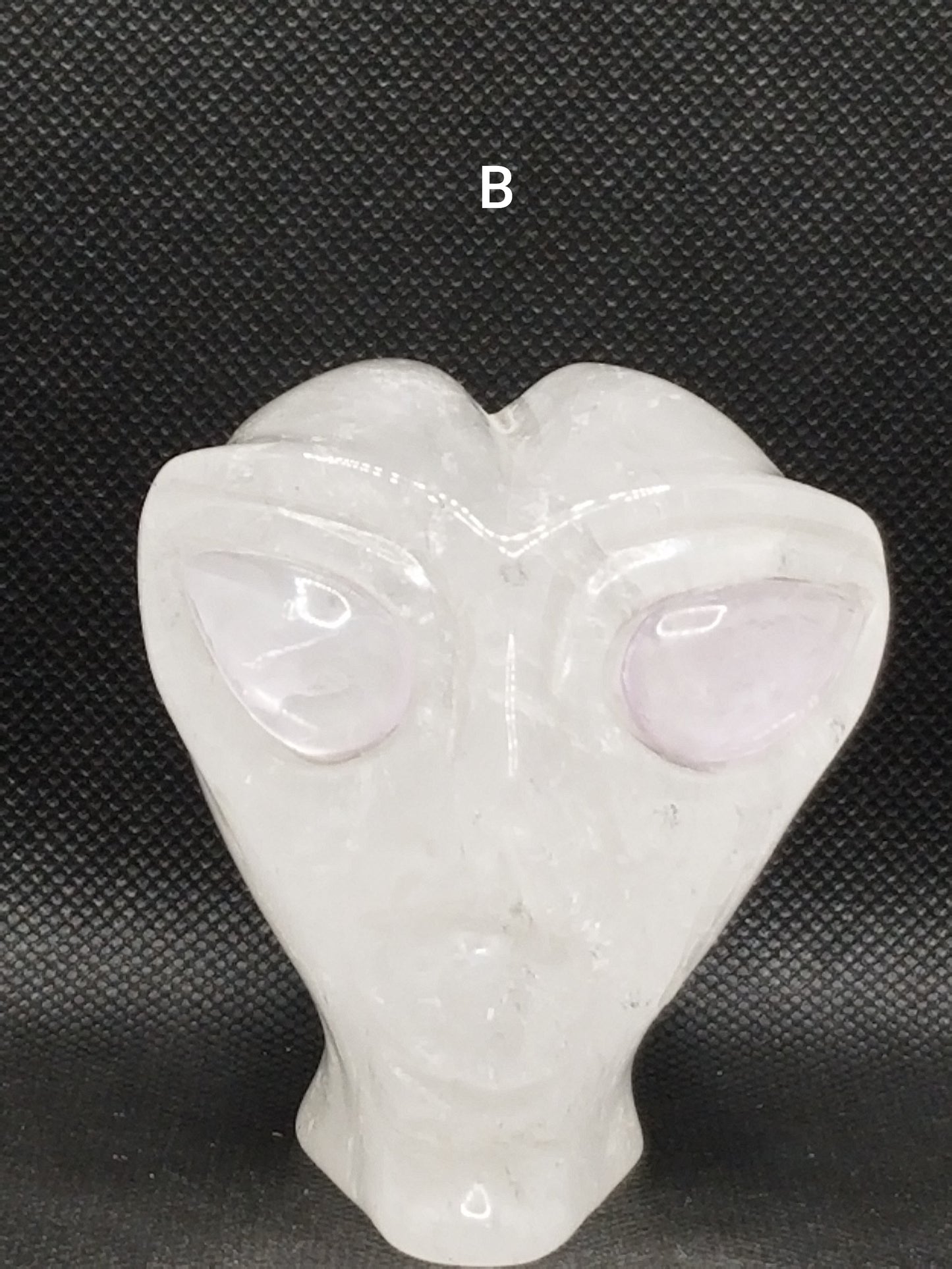 Clear Quartz Large Alien Head with Amethyst Eyes