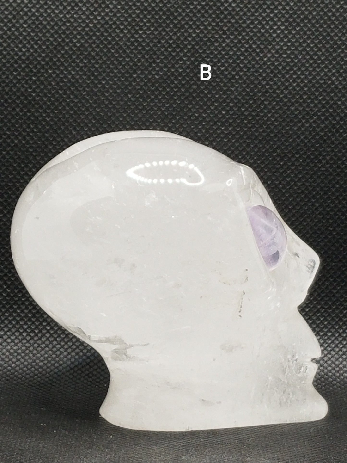 Clear Quartz Large Alien Head with Amethyst Eyes