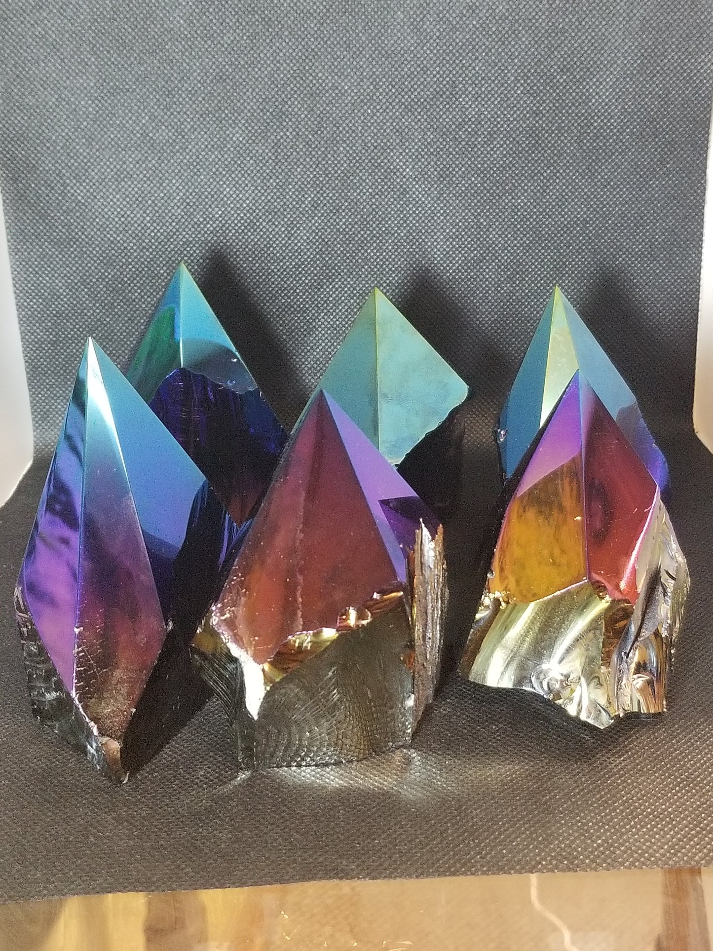 Rainbow Aura Coated Black Obsidian Points