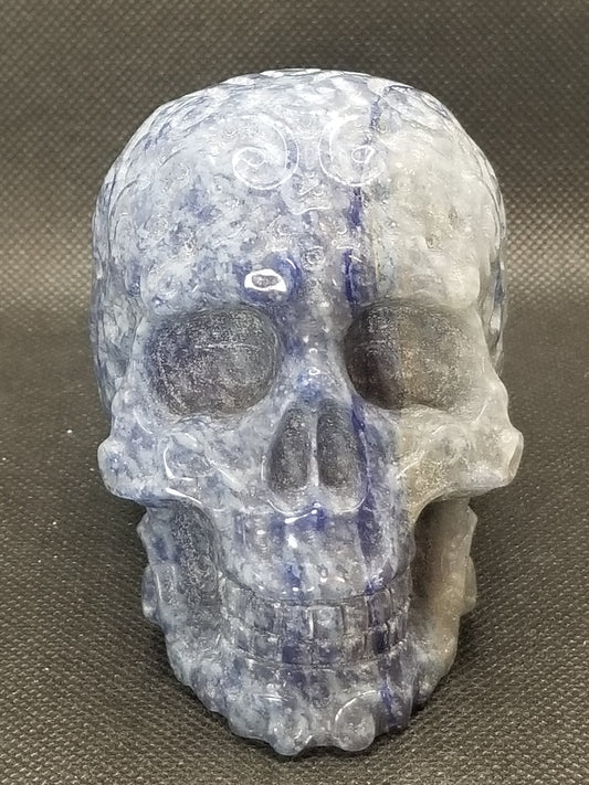 Blue Aventurine Skull with Design