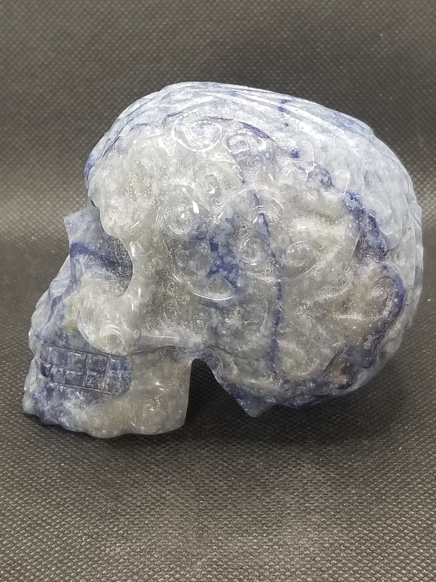 Blue Aventurine Skull with Design