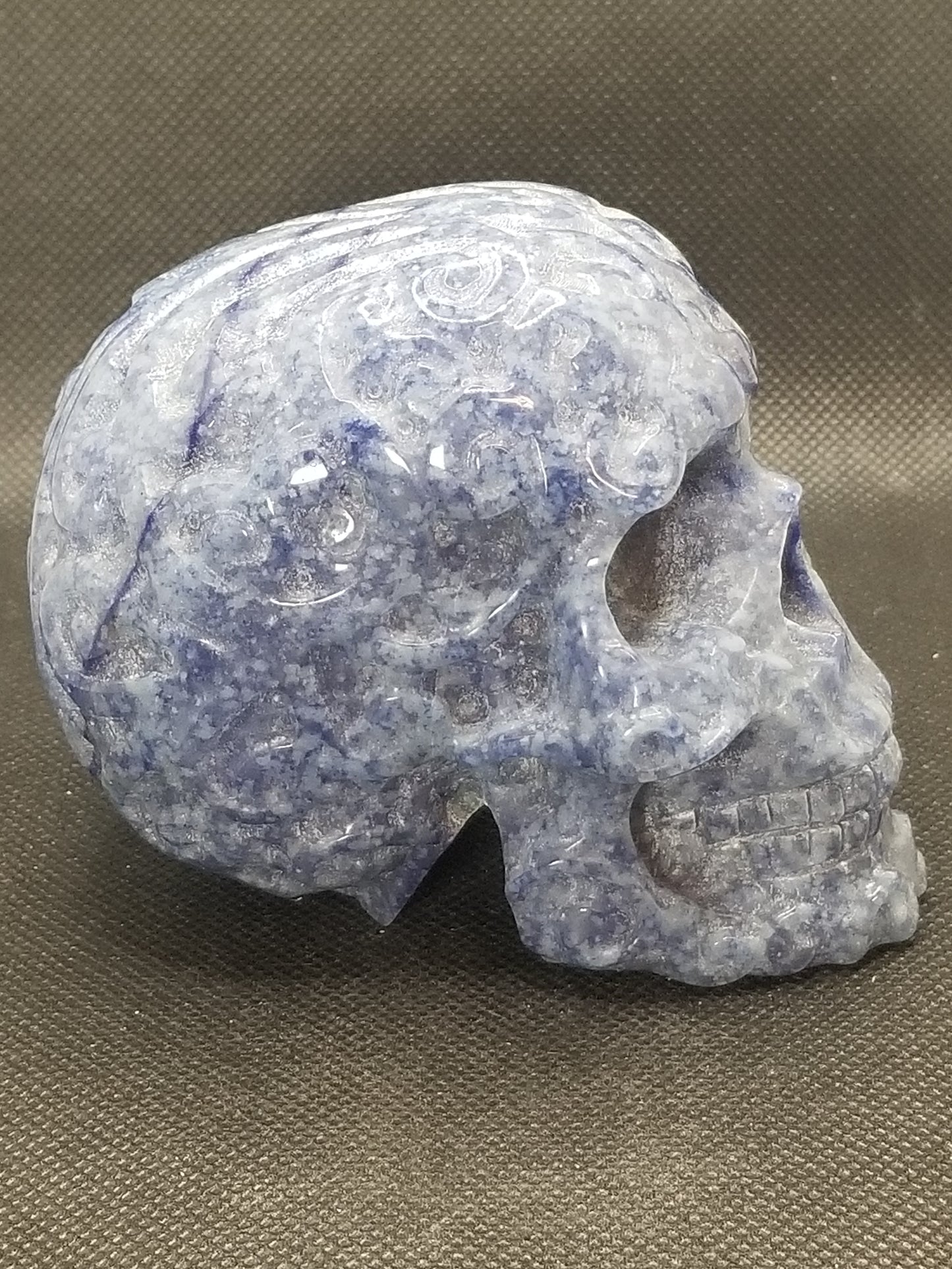 Blue Aventurine Skull with Design