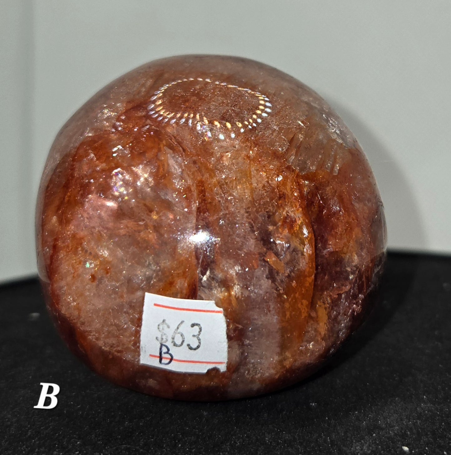 Fire Quartz Skull with Rainbows B