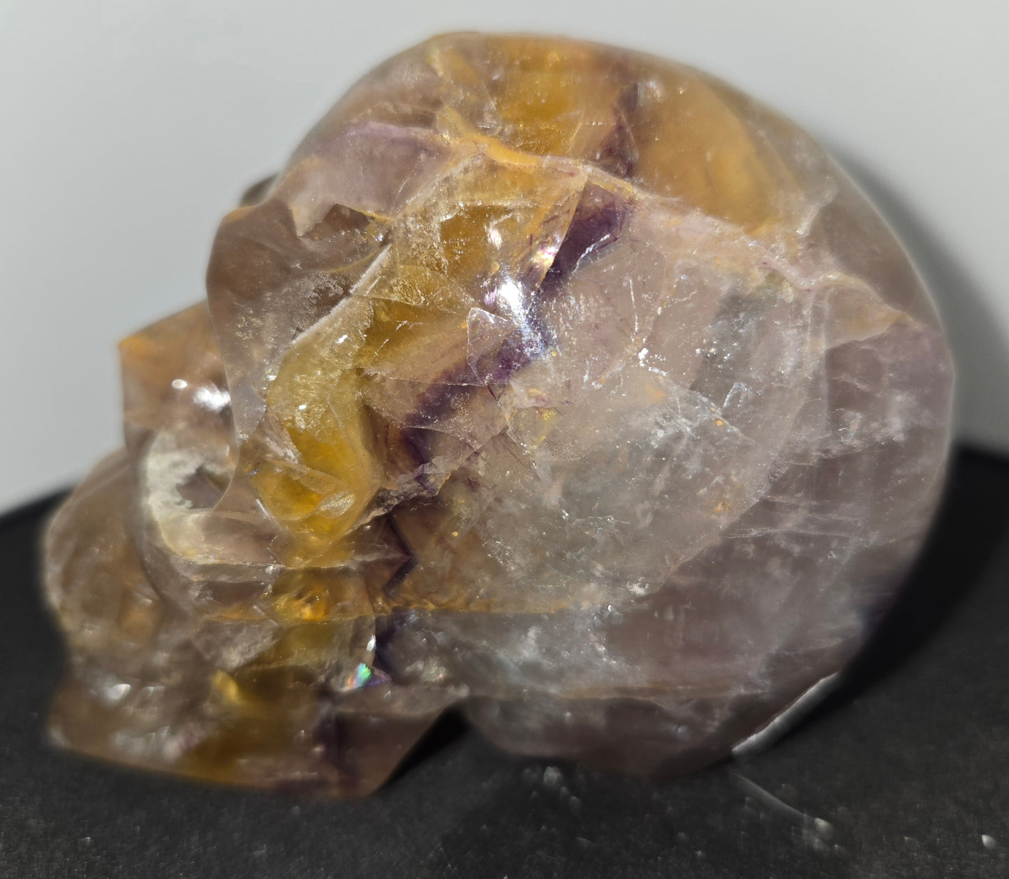 Yellow and purple Fluorite Skull