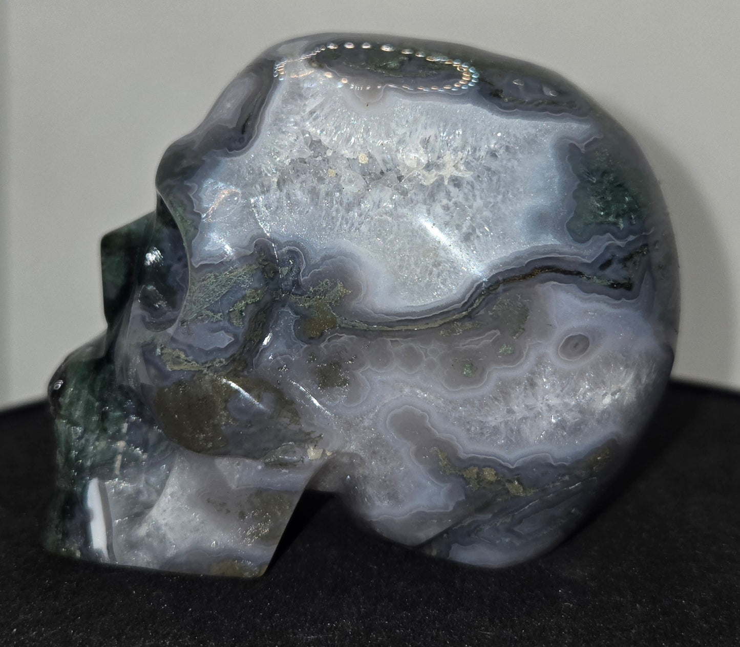 Moss Agate Skull J