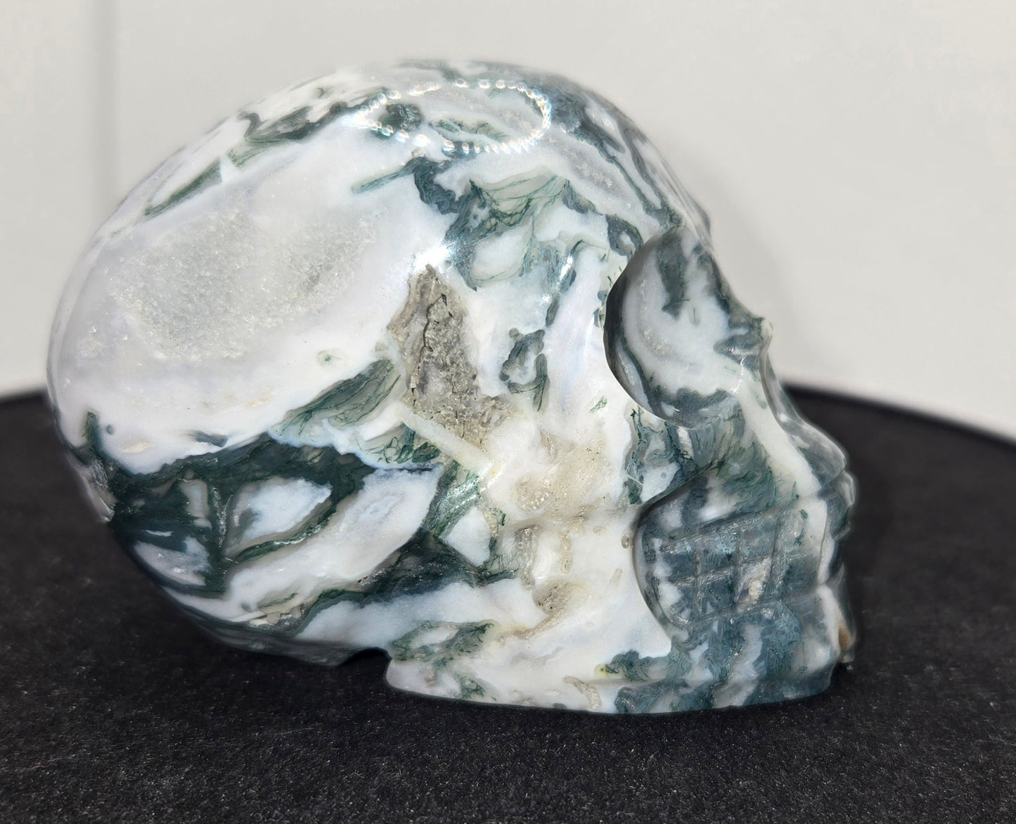 Moss Agate Skull H