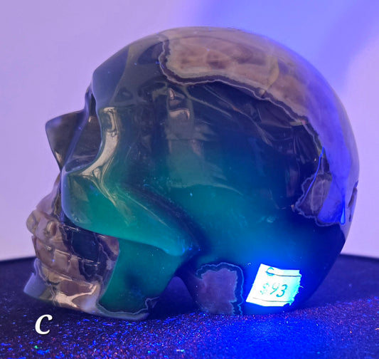 Volcanic Agate Skull C (UV Reactive)