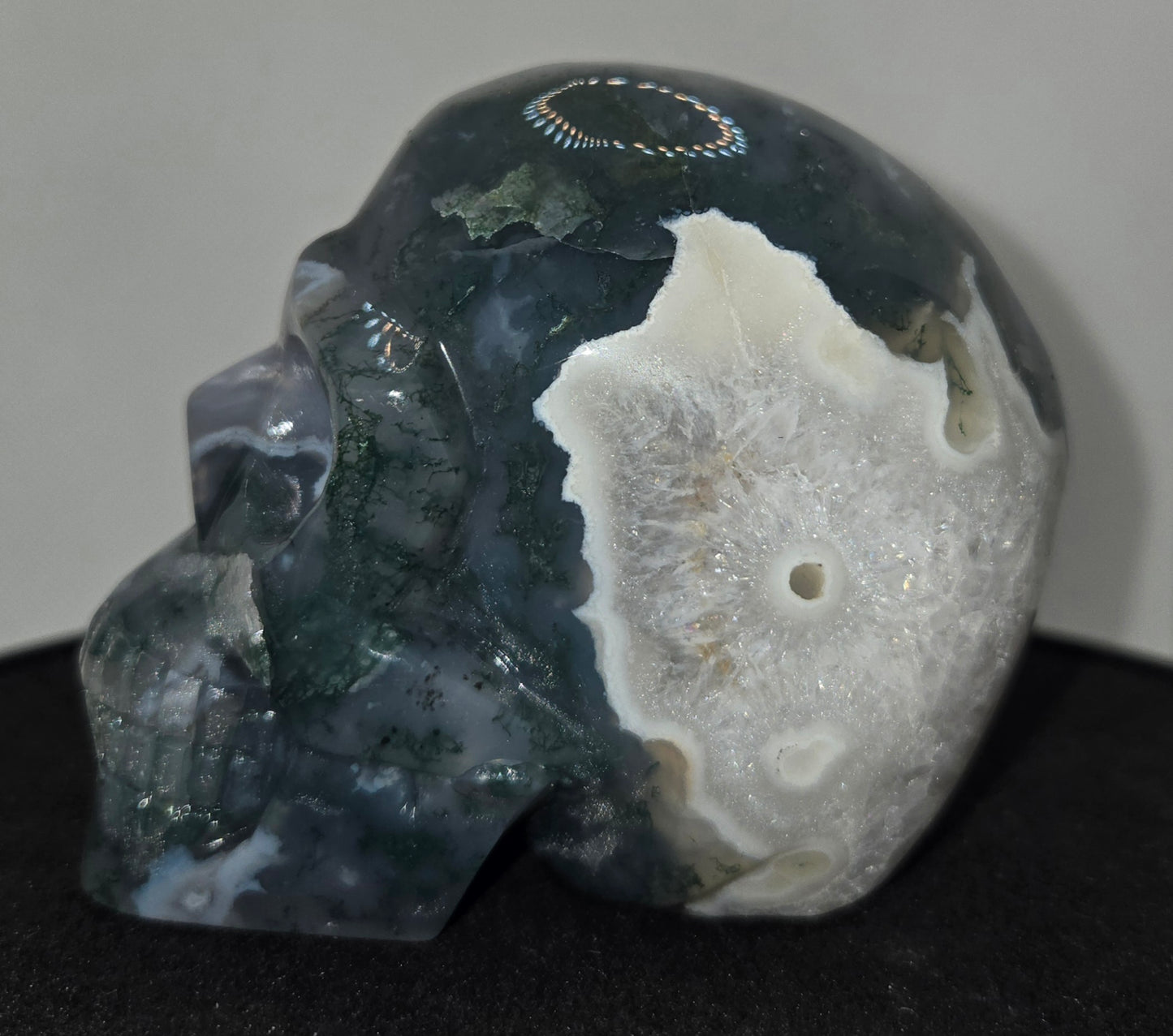 Moss Agate Skull K