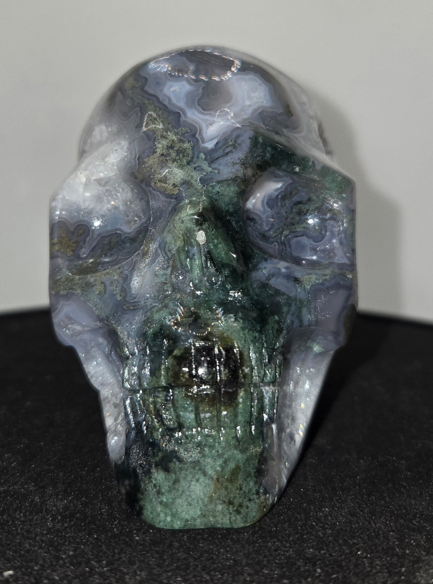 Moss Agate Skull J