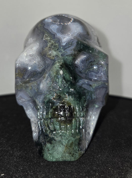Moss Agate Skull J
