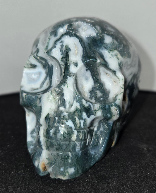 Moss Agate Skull H