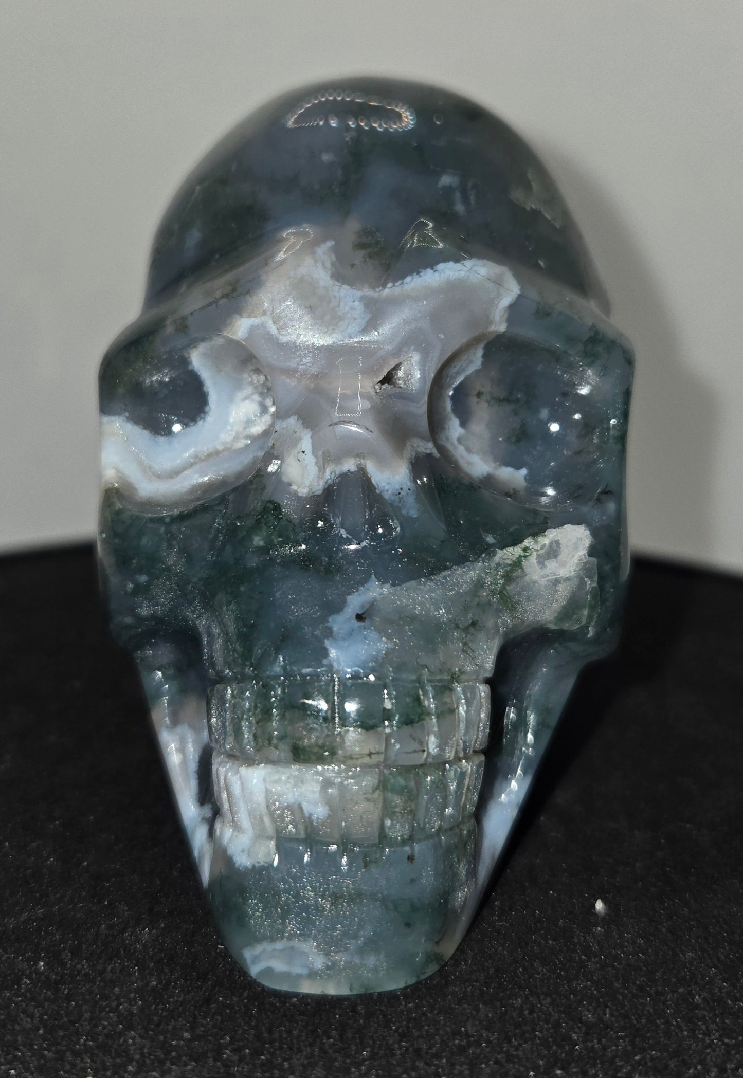 Moss Agate Skull K