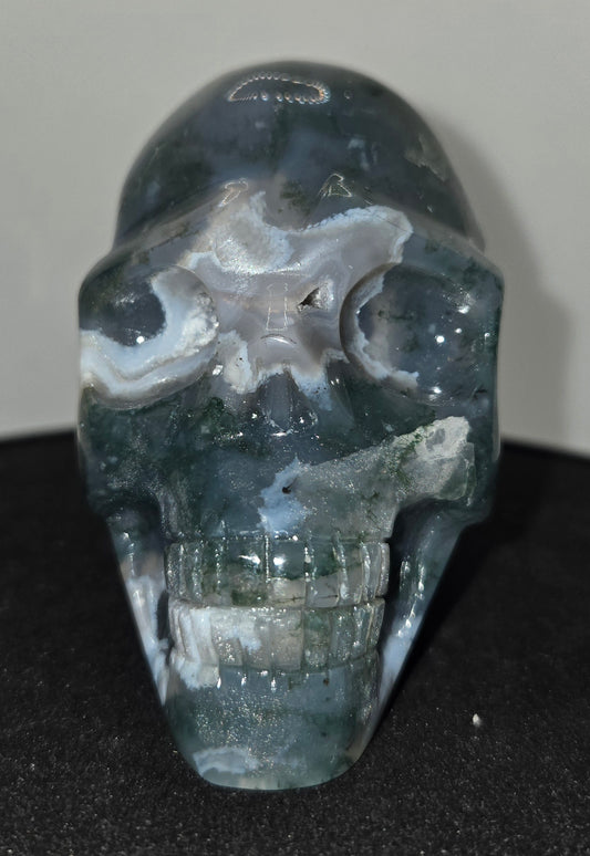 Moss Agate Skull K