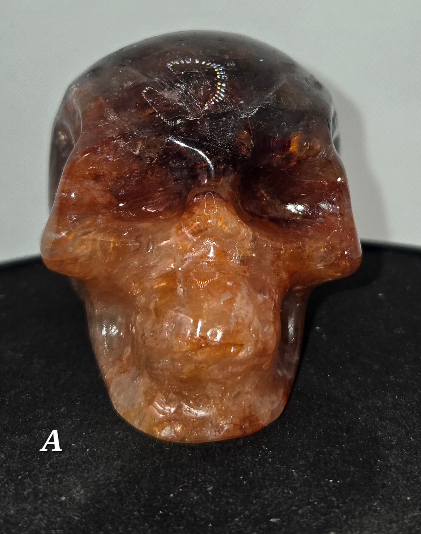 Fire Quartz Skull with Rainbows A