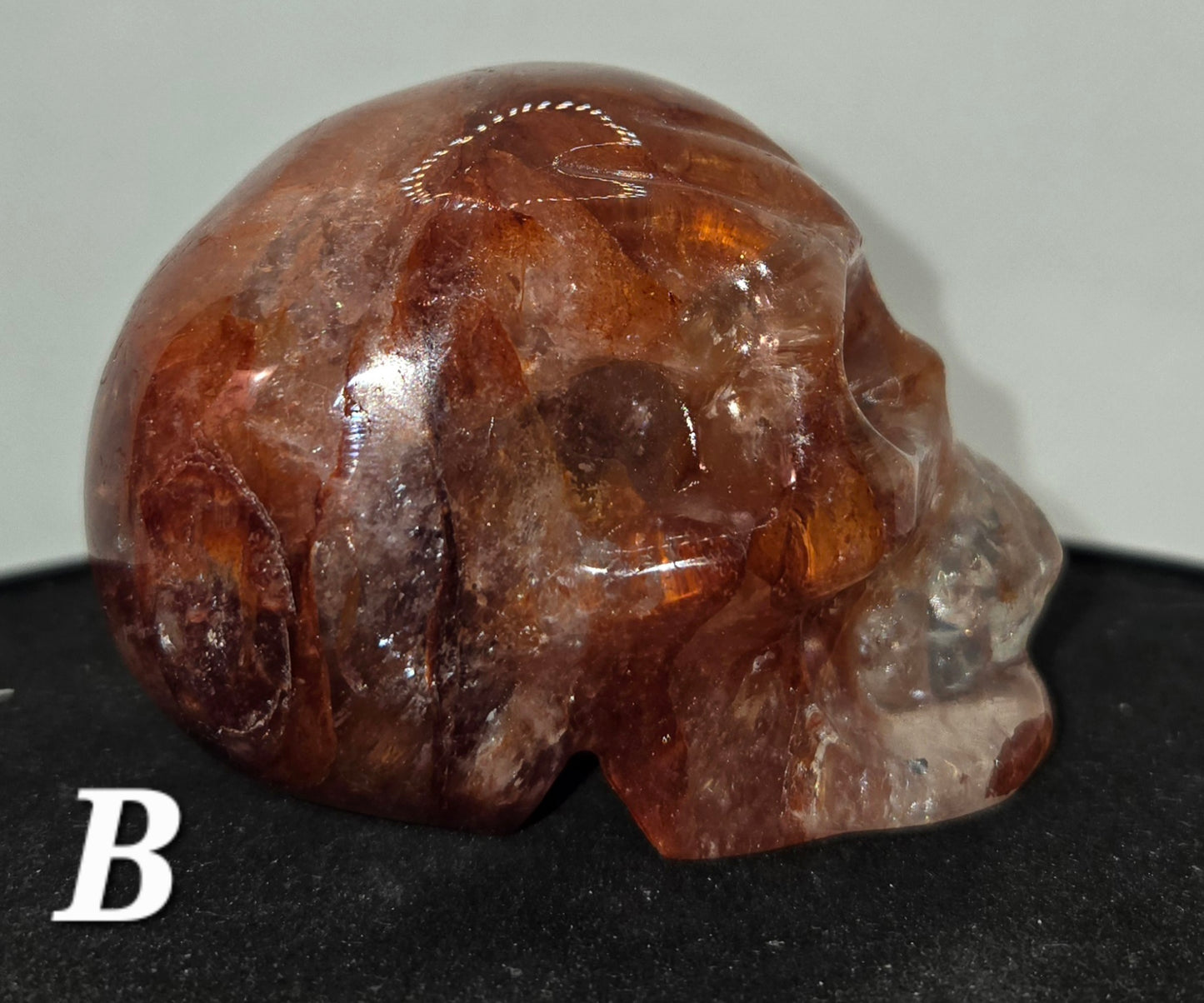 Fire Quartz Skull with Rainbows B