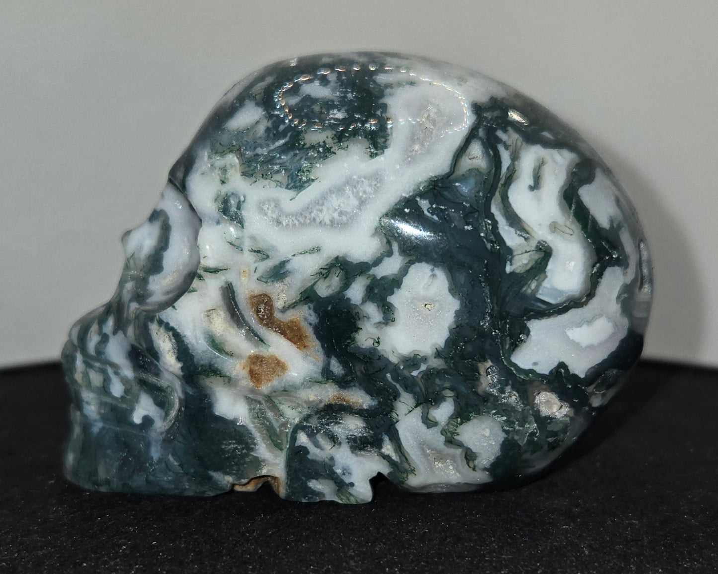Moss Agate Skull H