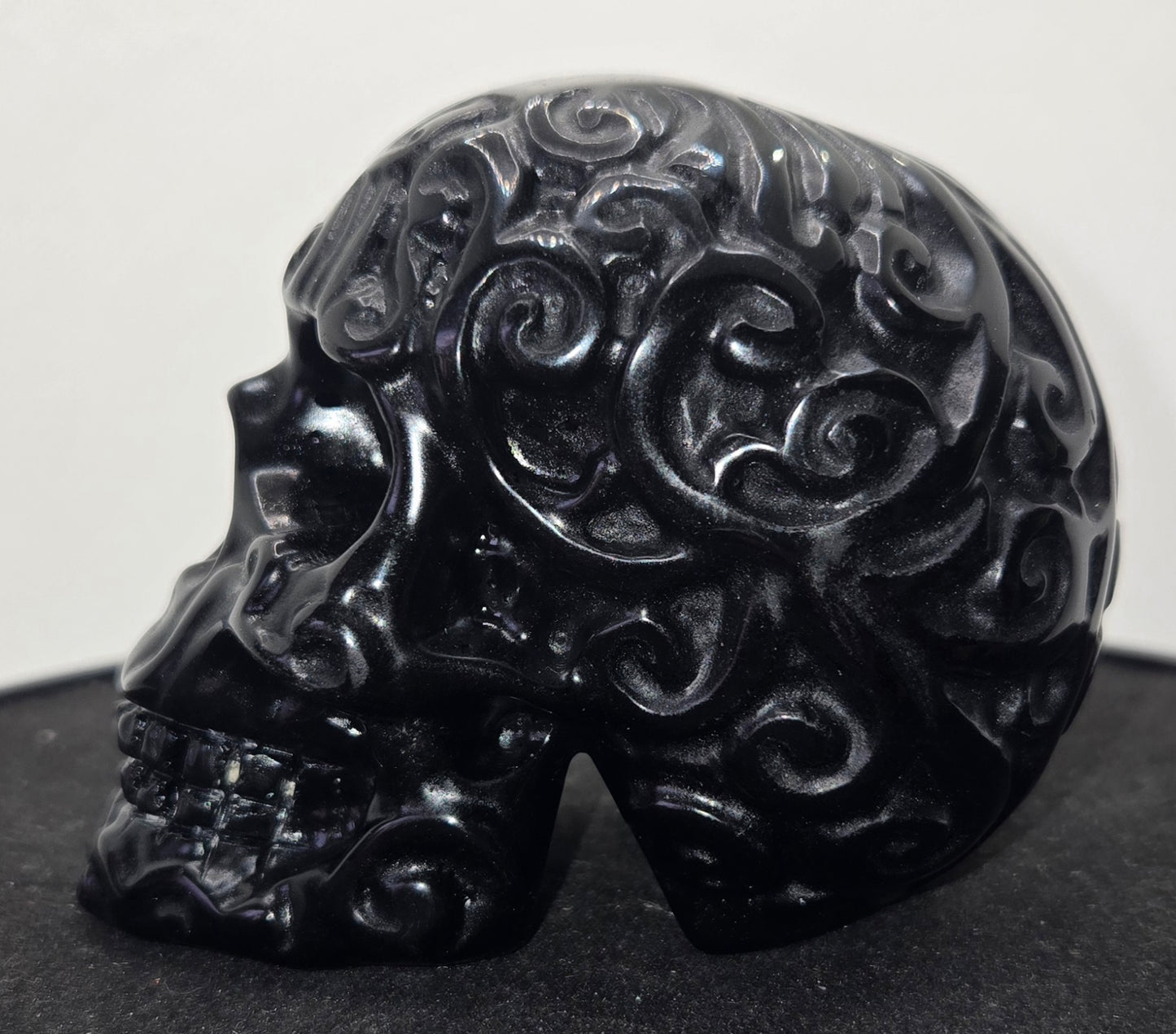 Obsidian Skull With Design