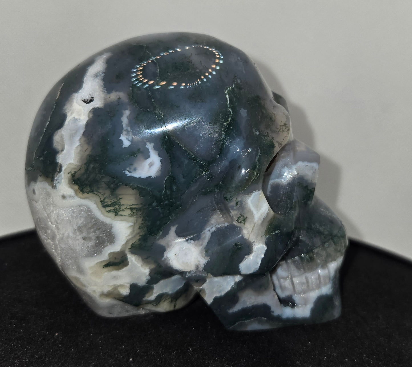 Moss Agate Skull K