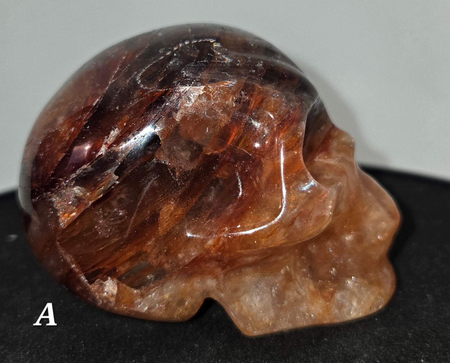 Fire Quartz Skull with Rainbows A